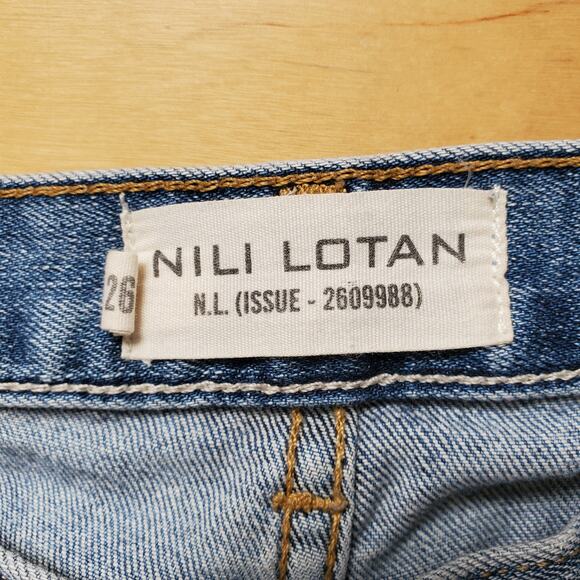 Nili Lotan Vianca Flare Leg Raw Hem Jeans Venice Wash Blue Denim USA Size 26 - Picture 6 of 11